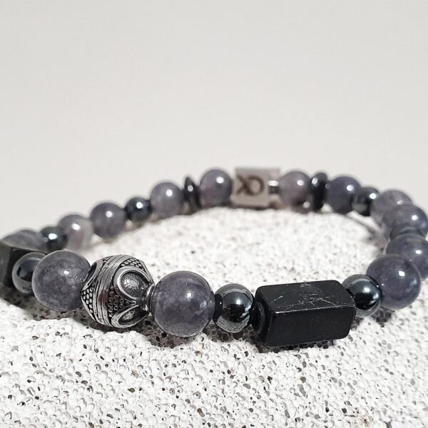 Stainless steel ornament - lava stone - onyx - howlite - men's bracelet set