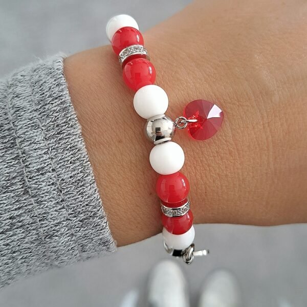 Primero Red Heart Charm - Coral Mix - Kožený dámský náramek Set